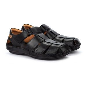Pikolinos Mens Tarifa Fisherman Sandal Black Leather size woven summer shoes 10